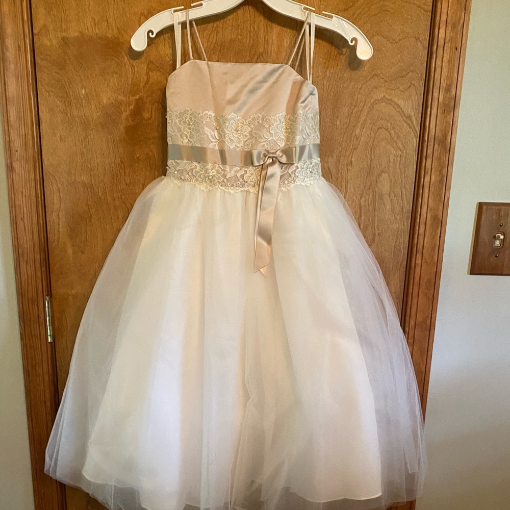 Flower Girl Lace and Tulle Spaghetti Strap Dress